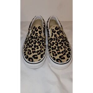 Vans Off The Wall Cheetah Slip On Shoes Men's Sz 6.5 Women's Sz 8 Brown Black